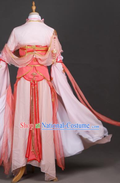 Traditional Chinese Cosplay Fairy Princess Pink Hanfu Dress Costumes Ancient Chivalrous Woman Clothing