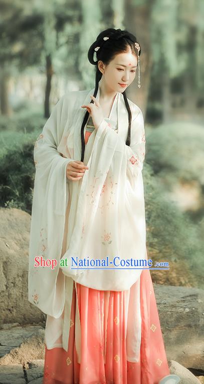 Traditional Chinese Tang Dynasty Noble Princess Costumes Ancient Palace Lady Hanfu Dress Embroidered Cape Blouse and Skirt Full Set