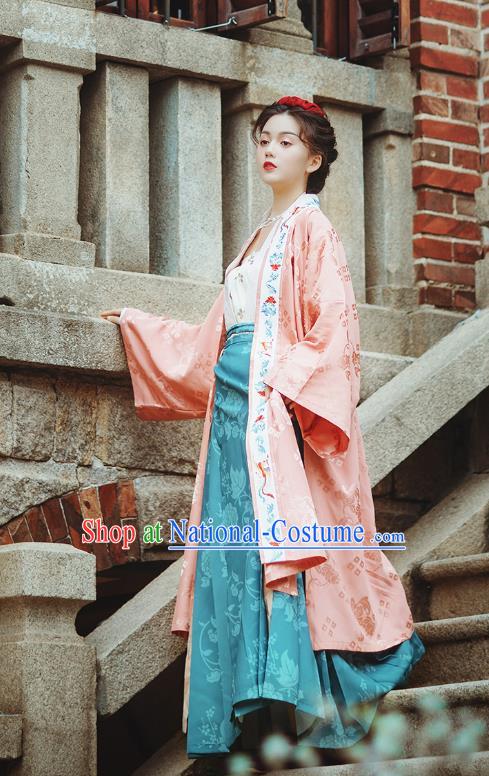 Traditional Chinese Song Dynasty Noble Lady Wedding Costumes Ancient Court Bride Embroidered Red Hanfu Dress Complete Set