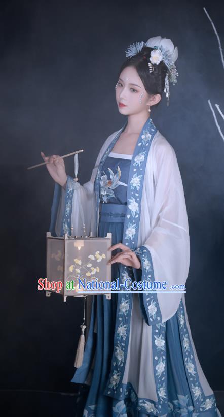 Traditional Chinese Song Dynasty Historical Costumes Ancient Noble Concubine Hanfu Garment Embroidered BeiZi Camisole Blouse and Skirt Full Set