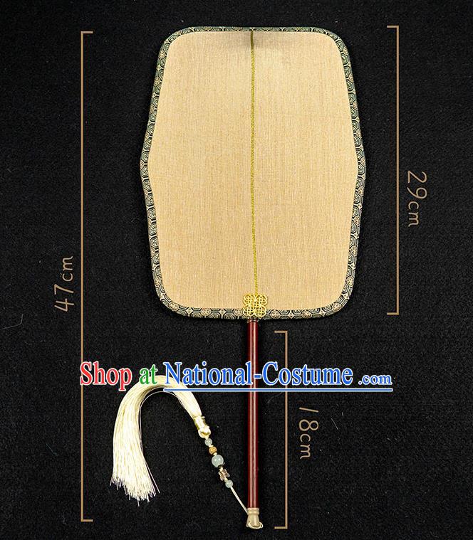 China Handmade Palace Fan Traditional Beige Silk Fan Hanfu Fan