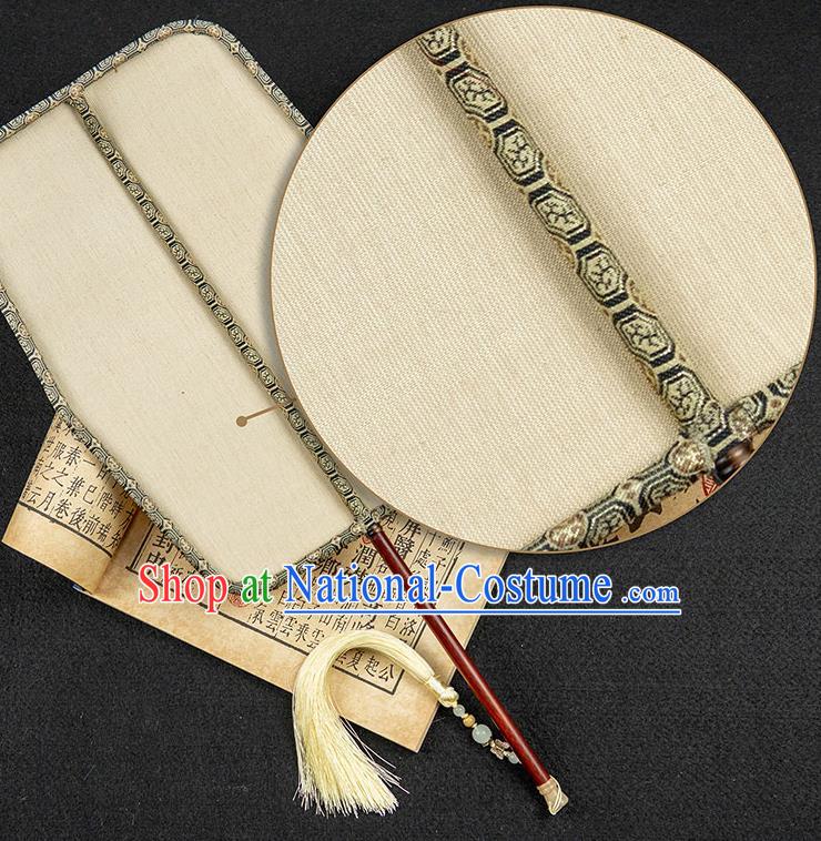 China Handmade Palace Fan Traditional Beige Silk Fan Hanfu Fan