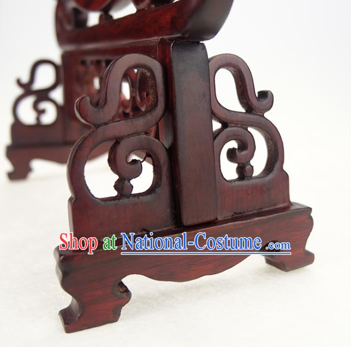 China Embroidered Lotus Desk Screen Handmade Rosewood Table Ornament Suzhou Double Side Embroidery Silk Craft