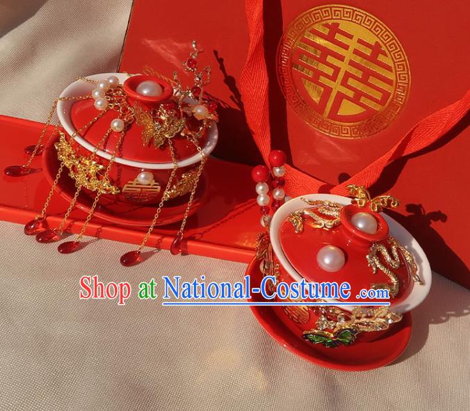 China Handmade Red Cups Traditional Wedding Tea Cups