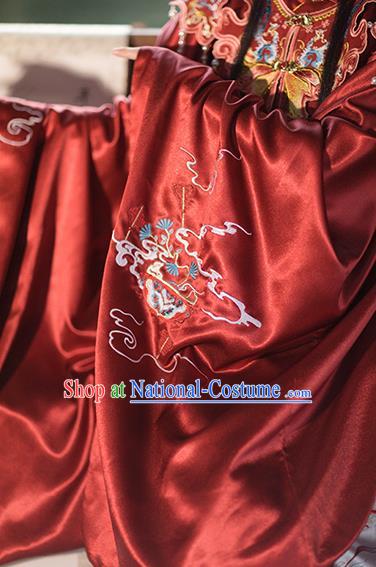 China Ancient Ming Dynasty Royal Princess Historical Clothing Traditional Hanfu Red Gown and Skirt Full Set