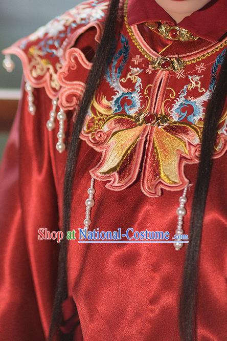 China Ancient Ming Dynasty Royal Princess Historical Clothing Traditional Hanfu Red Gown and Skirt Full Set