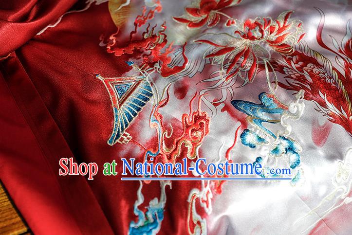 China Ancient Ming Dynasty Royal Princess Historical Clothing Traditional Hanfu Red Gown and Skirt Full Set