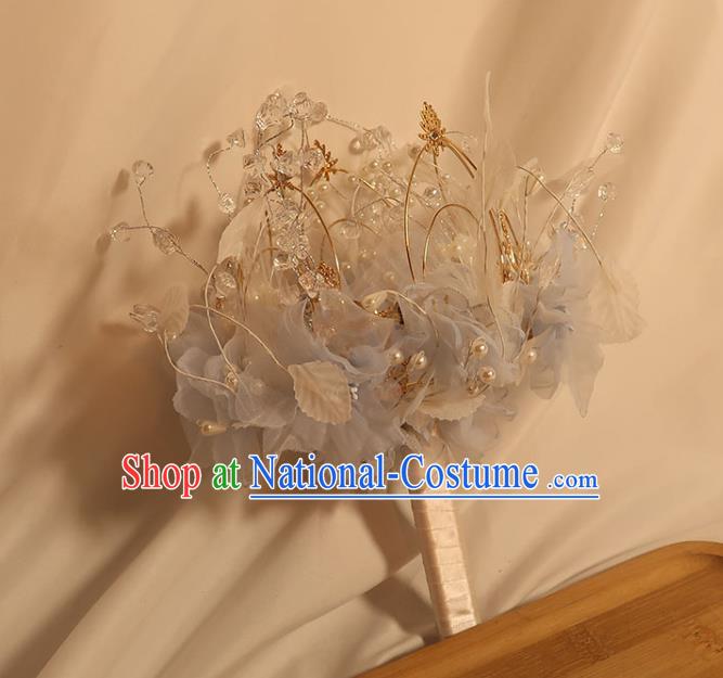 Handmade Queen Sceptre Top Grade Wedding Bridal Bouquet Bride Blue Silk Flowers Cane