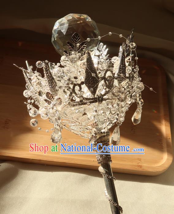 Top Grade Baroque Queen Sceptre Bride Cane Handmade Wedding Crystal Bridal Bouquet