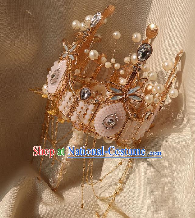 Top Grade Baroque Queen Beads Royal Crown Sceptre Wedding Bridal Bouquet Handmade Bride Opal Dragonfly Cane