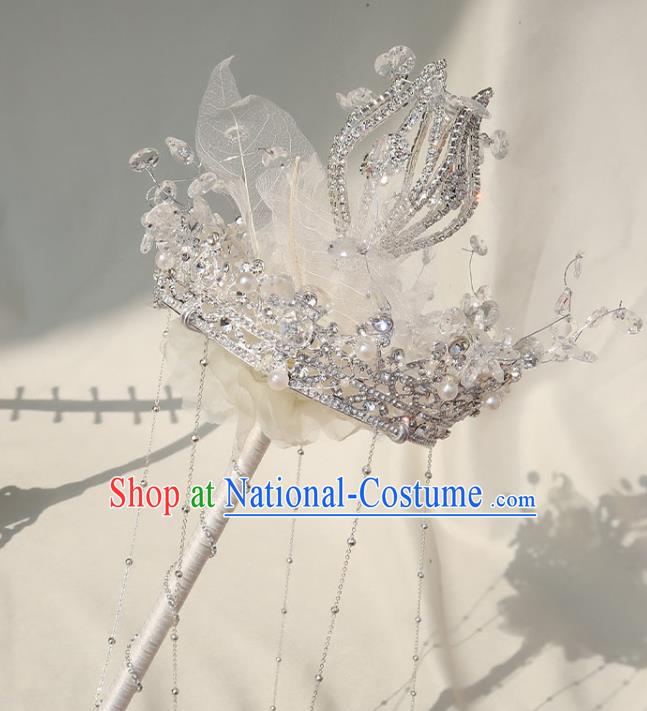 Top Grade Wedding Crystal Bridal Bouquet Bride White Veil Cane Handmade Queen Royal Crown Sceptre