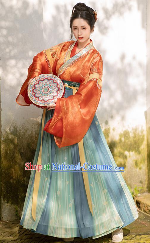 China Ancient Royal Princess Hanfu Dress Traditional Jin Dynasty Palace Lady Historical Clothing Full Set