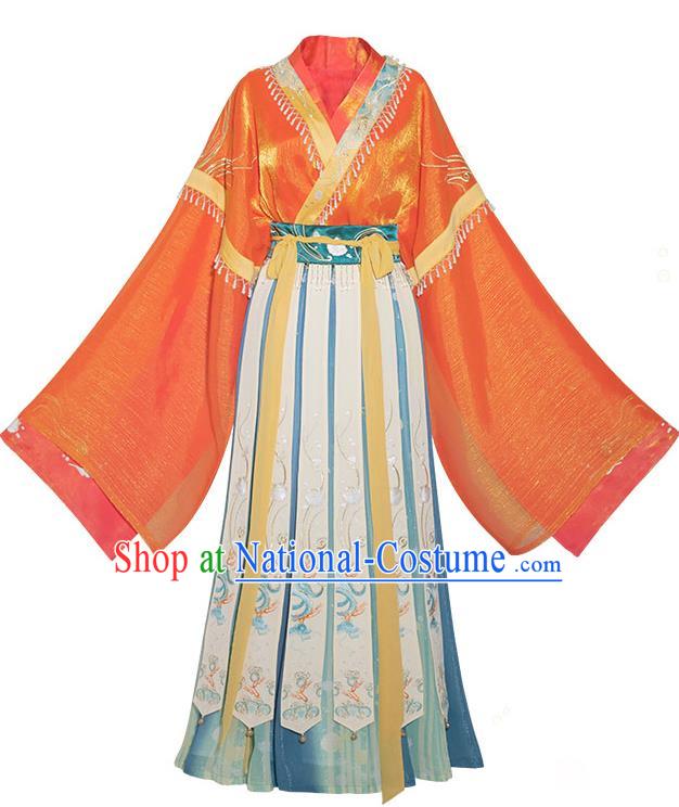 China Ancient Royal Princess Hanfu Dress Traditional Jin Dynasty Palace Lady Historical Clothing Full Set