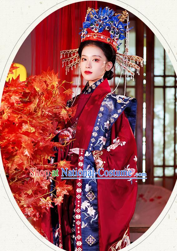 China Traditional Ming Dynasty Wedding Historical Clothing Ancient Noble Woman Red Hanfu Dress Full Set