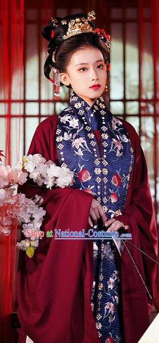 China Traditional Ming Dynasty Wedding Historical Clothing Ancient Noble Woman Red Hanfu Dress Full Set