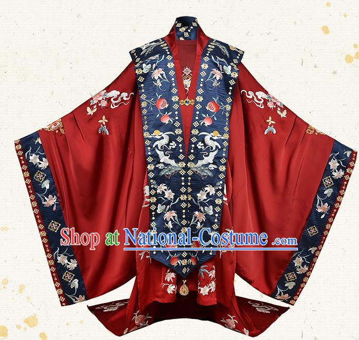 China Traditional Ming Dynasty Wedding Historical Clothing Ancient Noble Woman Red Hanfu Dress Full Set