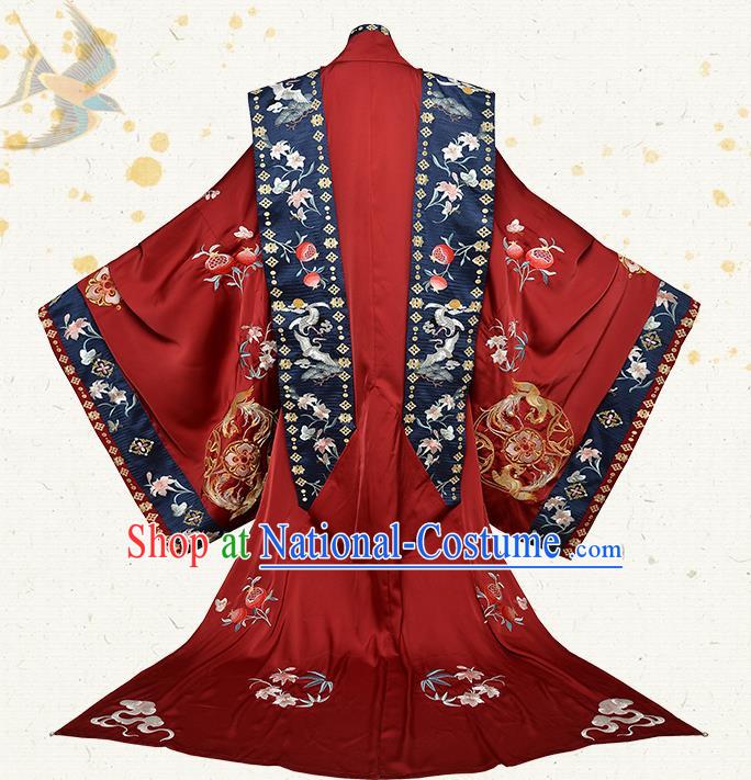 China Traditional Ming Dynasty Wedding Historical Clothing Ancient Noble Woman Red Hanfu Dress Full Set