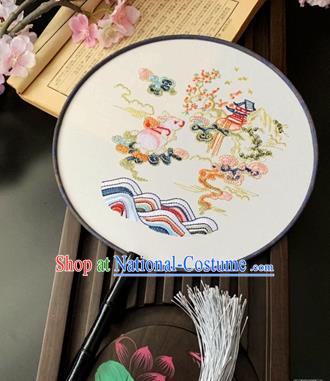 China Classical Embroidered Circular Fan Dance Fans Handmade Palace Fan Traditional Hanfu Silk Fan