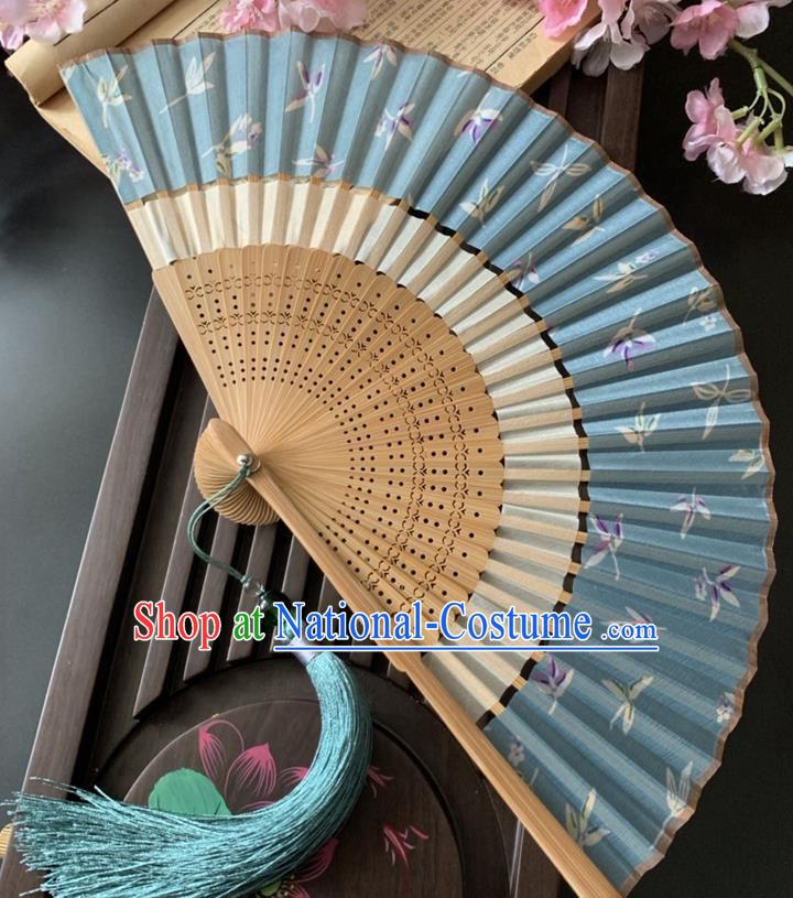 Japan Handmade Bamboo Fan Classical Dance Accordion Printing Paper Cranes Folding Fan