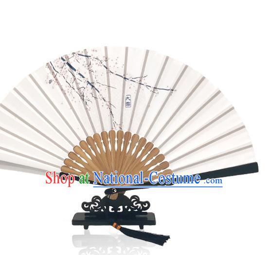 Chinese Classical Dance Plum Blossom Silk Fan Printing Twenty Four Solar Terms Folding Fan Handmade Great Snow Accordion