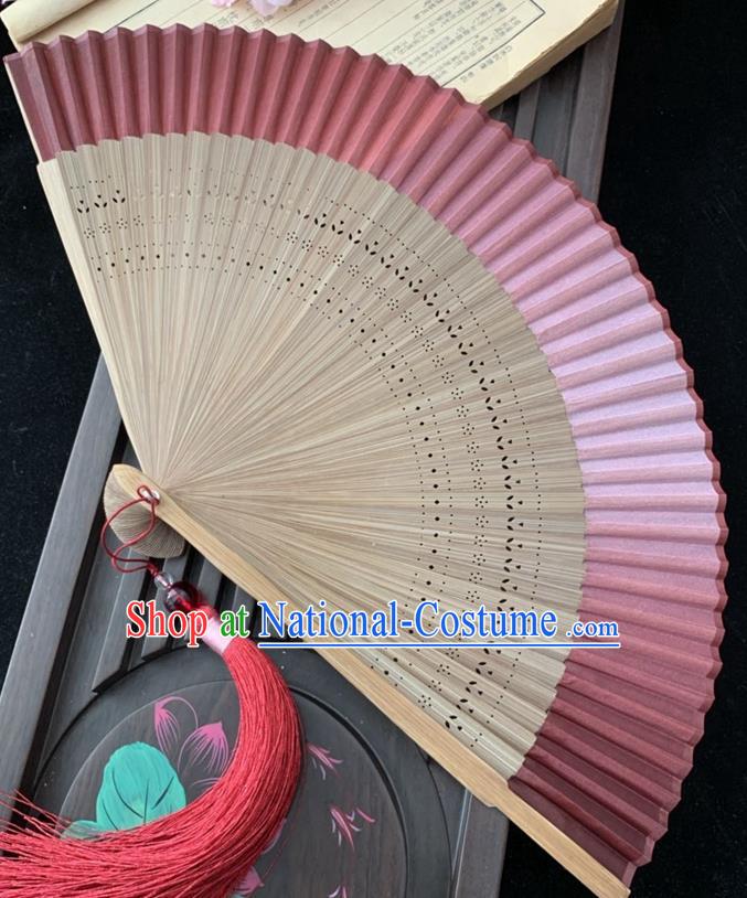 Chinese Classical Silk Folding Fan Bamboo Fan Handmade Dance Accordion