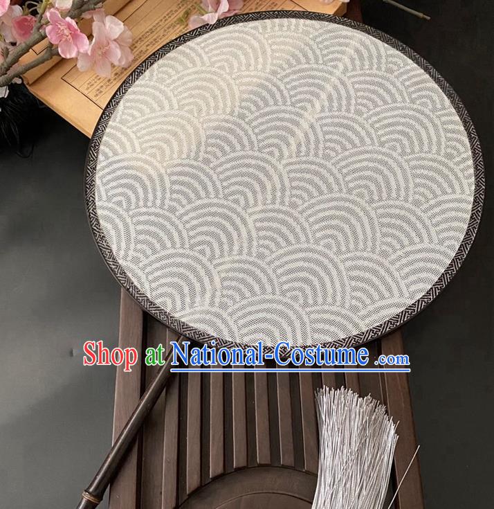 China Handmade Beige Silk Fan Classical Hanfu Circular Fan Traditional Song Dynasty Palace Fan