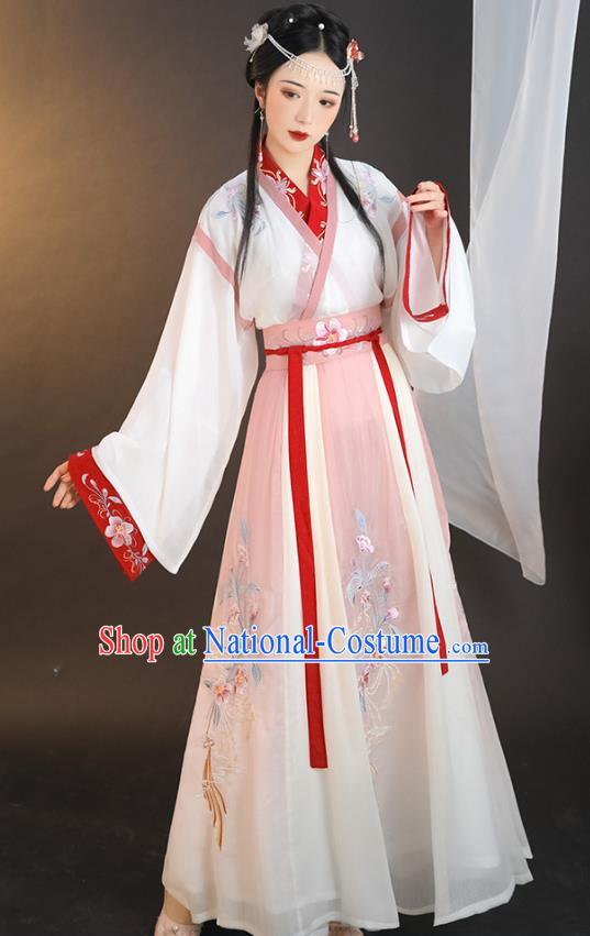 China Traditional Jin Dynasty Palace Lady Historical Clothing Ancient Young Beauty Hanfu Dress Costume