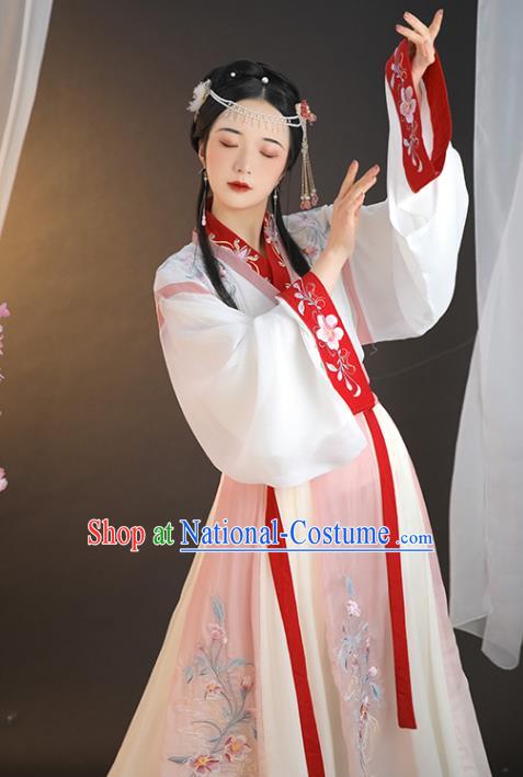 China Traditional Jin Dynasty Palace Lady Historical Clothing Ancient Young Beauty Hanfu Dress Costume