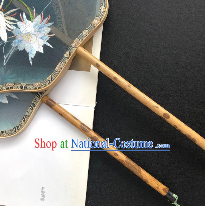 China Handmade Embroidered Epiphyllum Palace Fan Classical Dance Fan Traditional Silk Fan Hanfu Fan