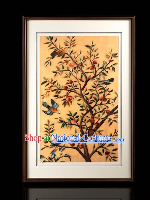 Chinese Traditional Hunan Embroidery Craft Handmade Embroidered Silk Painting Walnut Decoration Painting