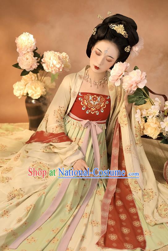 China Ancient Tang Dynasty Court Woman Hanfu Dress Traditional Imperial Consort Historical Clothing