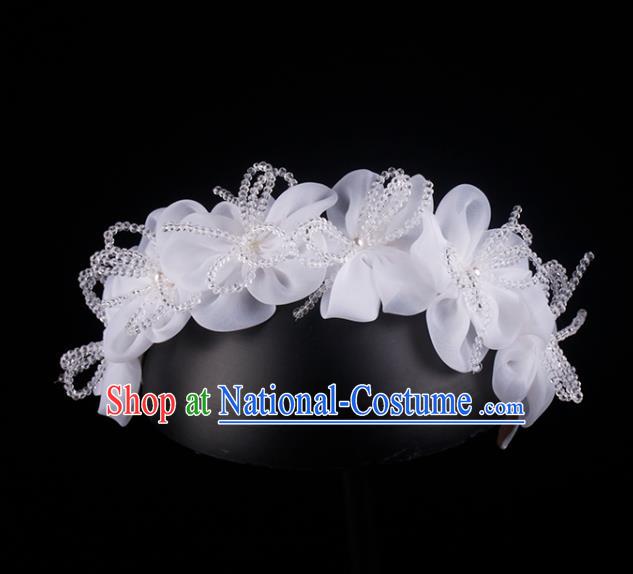 French Bride Beads Hair Clasp Hair Accessories Elegant Wedding Silk Bowknot Headband