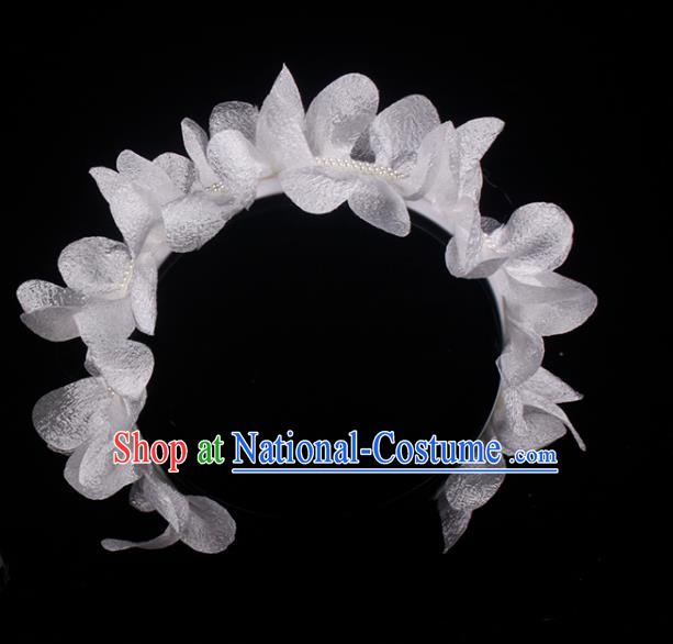 French Wedding Princess Headband Elegant Hair Accessories Bride White Flowers Hair Clasp