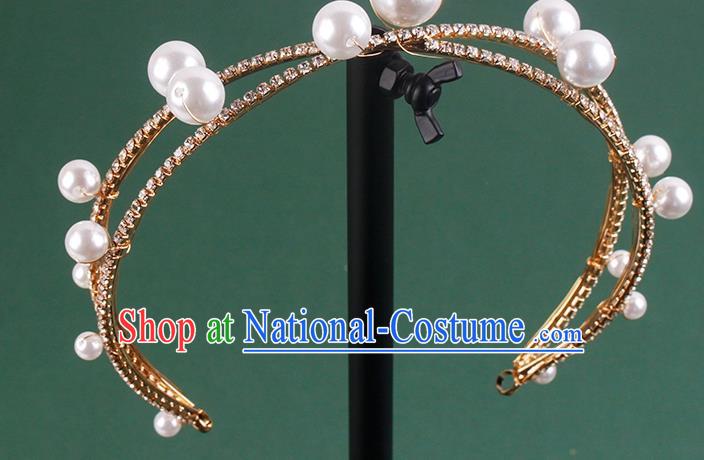 Europe Bride Pearls Royal Crown Wedding Princess Headband Elegant Hair Accessories