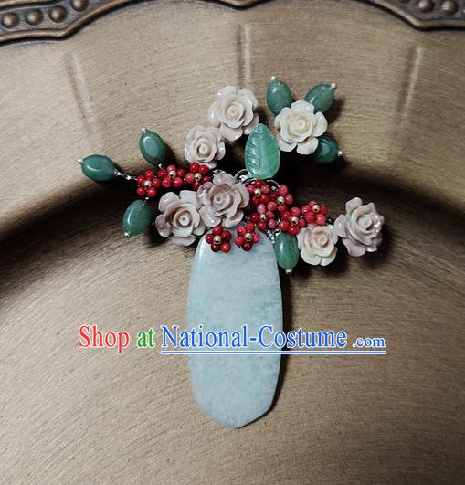 Handmade China Jade Accessories Flowers Brooch Classical Cheongsam Breastpin Jewelry