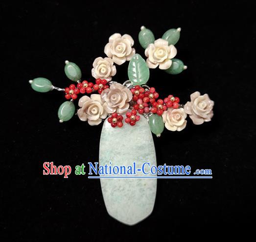 Handmade China Jade Accessories Flowers Brooch Classical Cheongsam Breastpin Jewelry