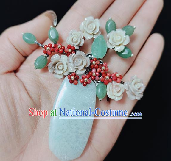 Handmade China Jade Accessories Flowers Brooch Classical Cheongsam Breastpin Jewelry