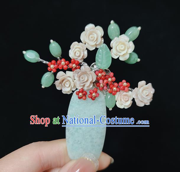 Handmade China Jade Accessories Flowers Brooch Classical Cheongsam Breastpin Jewelry