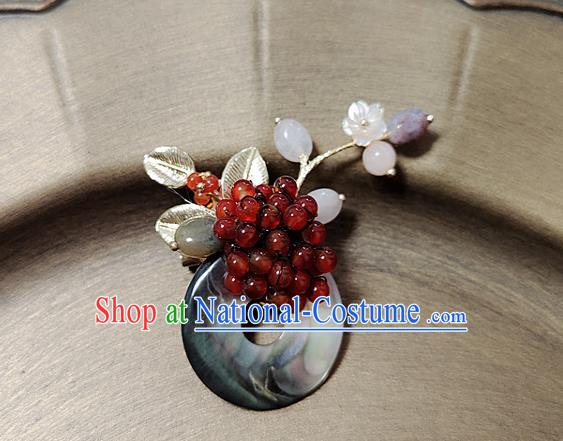 Handmade China Cheongsam Breastpin Classical Jewelry Garnet Beads Brooch Accessories