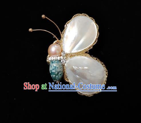 Handmade China Cheongsam Shell Butterfly Breastpin Classical Jewelry Pearl Brooch Accessories