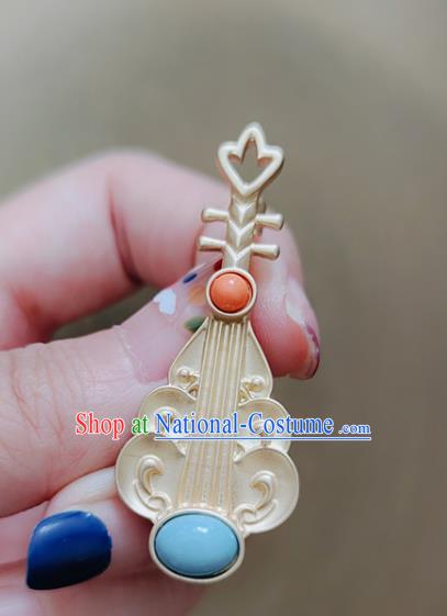 Top Golden Breastpin Handmade Lute Brooch Jewelry Accessories