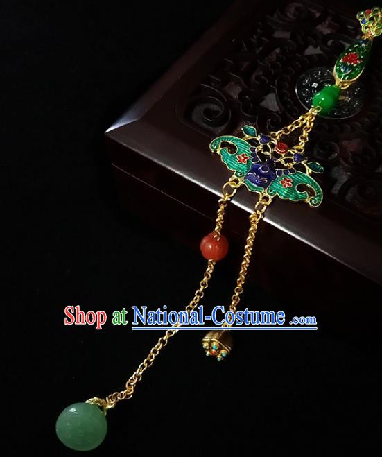 Handmade China Classical Cheongsam Cloisonne Bat Breastpin Jewelry Jade Gourd Brooch Pendant Accessories