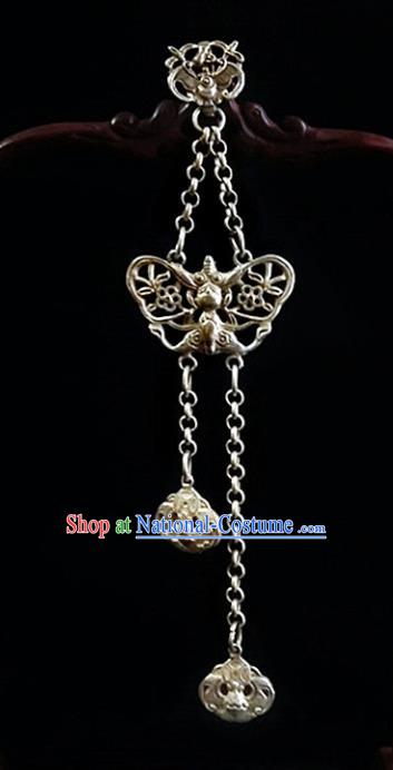 Handmade China Argent Bat Tassel Brooch Pendant Accessories Classical Cheongsam Breastpin Jewelry