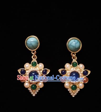 Top Baroque Queen Pearls Earrings Court Eardrop Jewelry Accessories