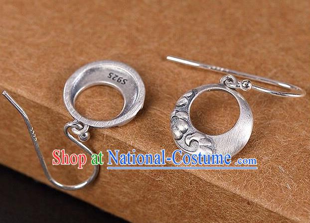 Top Chinese Cheongsam Silver Carving Earrings Classical Ear Jewelry Accessories