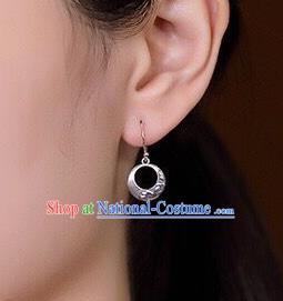 Top Chinese Cheongsam Silver Carving Earrings Classical Ear Jewelry Accessories