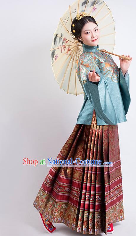 Traditional China Ancient Patrician Countess Hanfu Dress Ming Dynasty Noble Mistress Historical Clothing