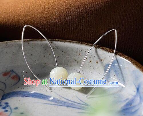 Top Chinese Classical Ear Jewelry Accessories Cheongsam Jade Lotus Earrings