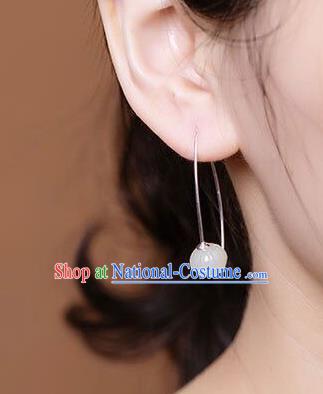 Top Chinese Classical Ear Jewelry Accessories Cheongsam Jade Lotus Earrings