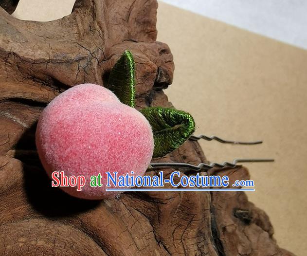 China Handmade Pink Peach Hair Stick Traditional Hanfu Hairpin